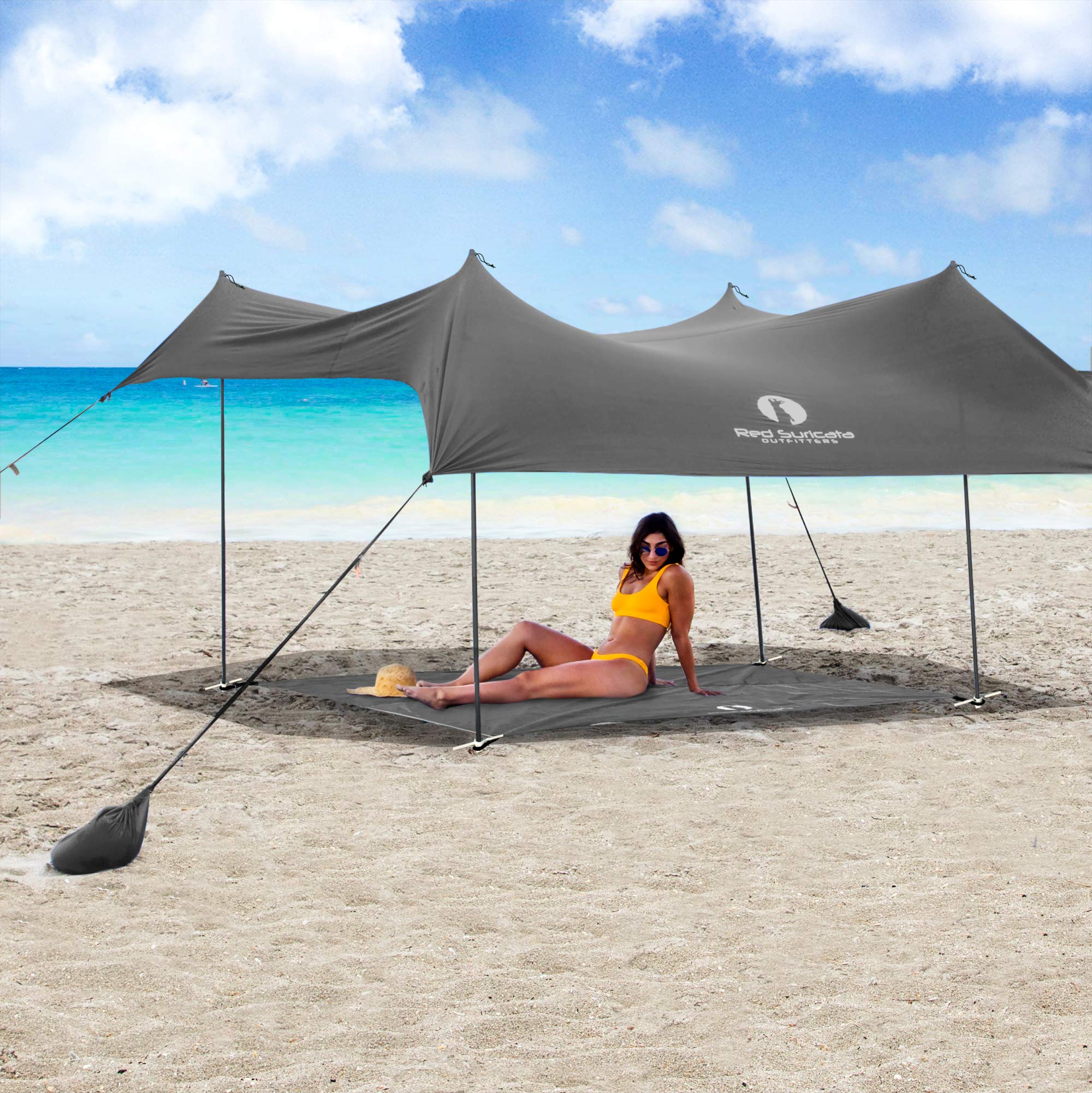 Premium Sand-Free Beach Mat - Waterproof, Sandproof Outdoor Blanket for Beach, Picnics, Camping & RV Travel - Large Grey Sandless Mat with Canopy Compatibility - Perfect for Seaside Relaxation, Family Outings and Outdoor Adventures