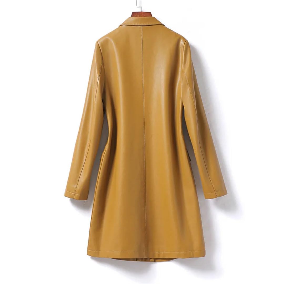 Women's Mid-Length Sheepskin Leather Jacket - Stylish & Warm Outerwear for Fall & Winter Fashion