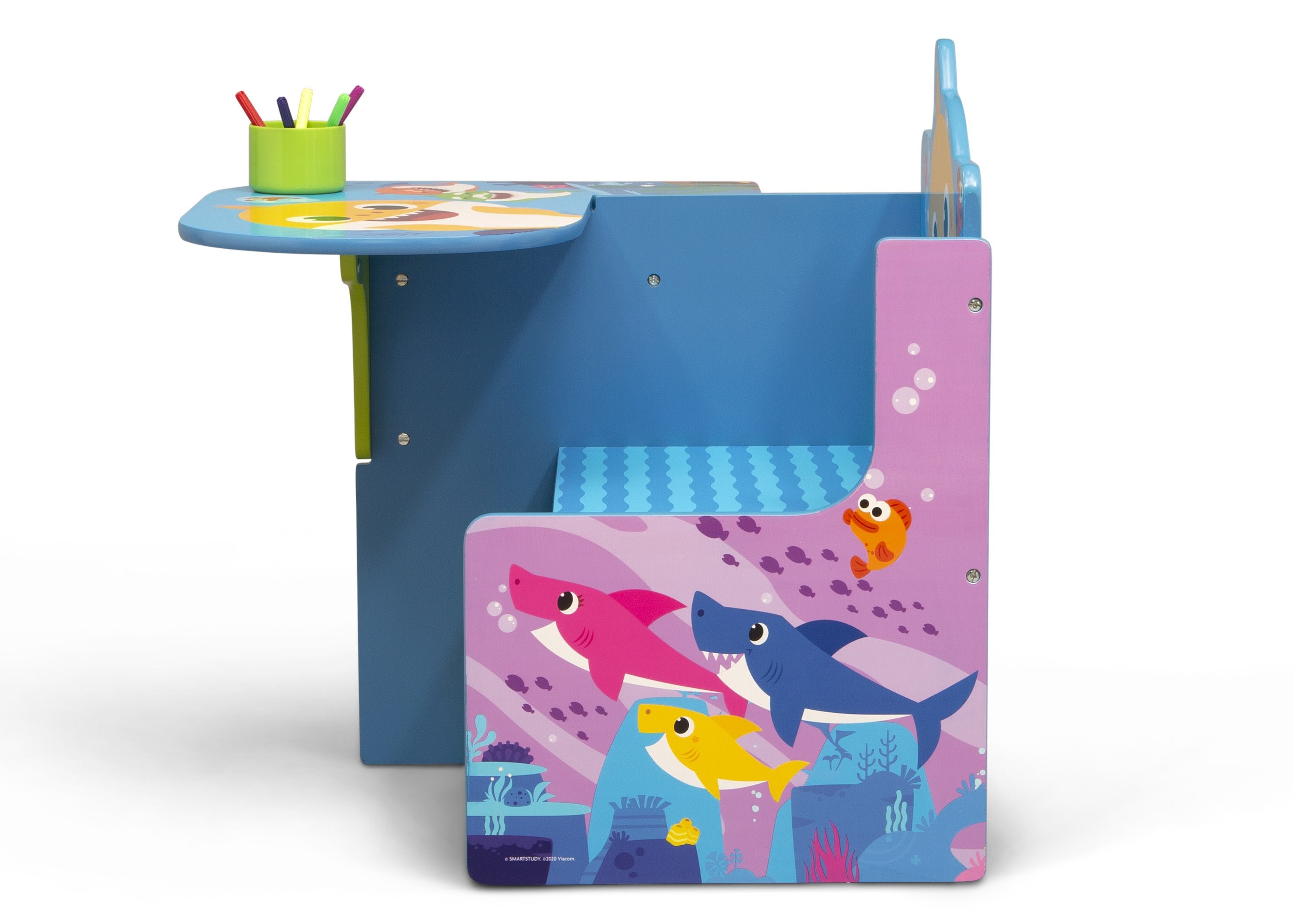 Baby Shark Kids Chair with Storage Bin - Adjustable Study Desk for Children, Perfect for Reading, Drawing & Homework - Ideal for Home & Classroom Use