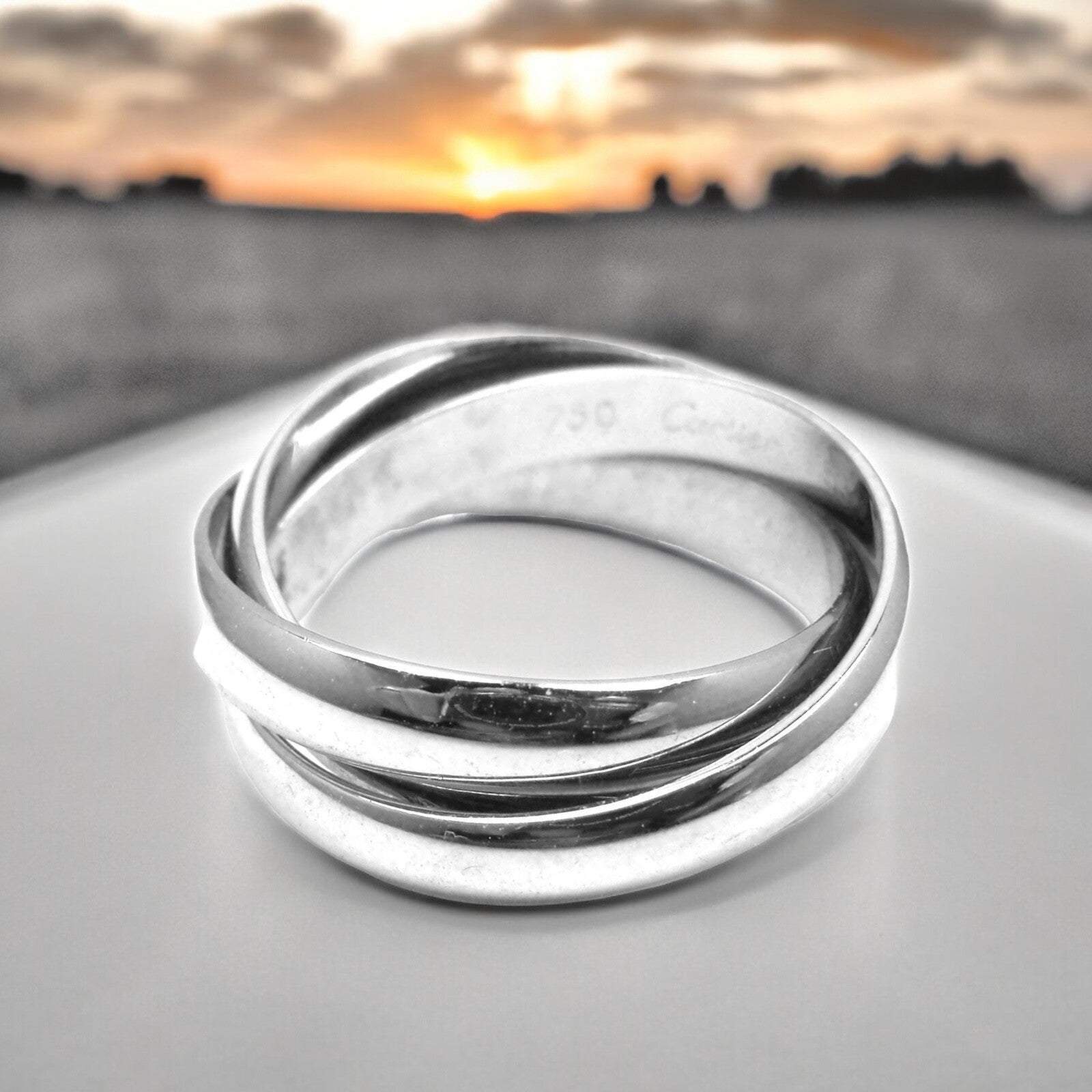 Authentic Cartier 18k White Gold Trinity Band Ring - Size 53 (US 6.25) - Luxury Wedding Band, Anniversary Gift & Everyday Jewelry for Women