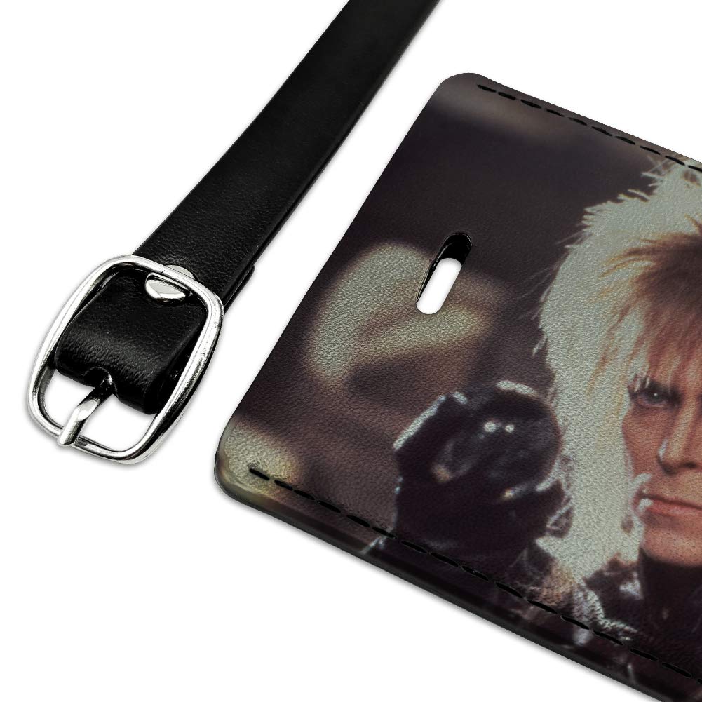 Labyrinth Goblin King Crystal Ball Rectangle Leather Luggage Tag - Vintage Gothic Travel ID Card Holder for Suitcases & Backpacks - Perfect for Cosplay, Halloween & Fantasy Themed Events