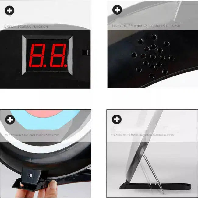 Auto Reset Electric Scoring Frying Pan Target - Digital Shooting Practice for Indoor/Outdoor Training, Hunting & Archery Range