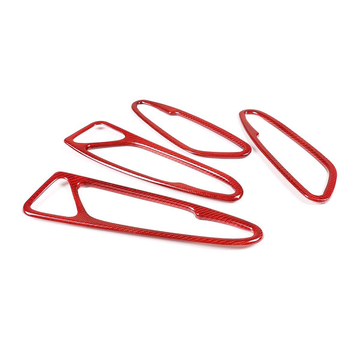 Genuine Carbon Fiber Car Interior Door Handle Cover Trim for Alfa Romeo Stelvio 2017-2020 - Red Auto Accessories | Premium Upgrade for Luxury Car Interior & Enhanced Driving Experience