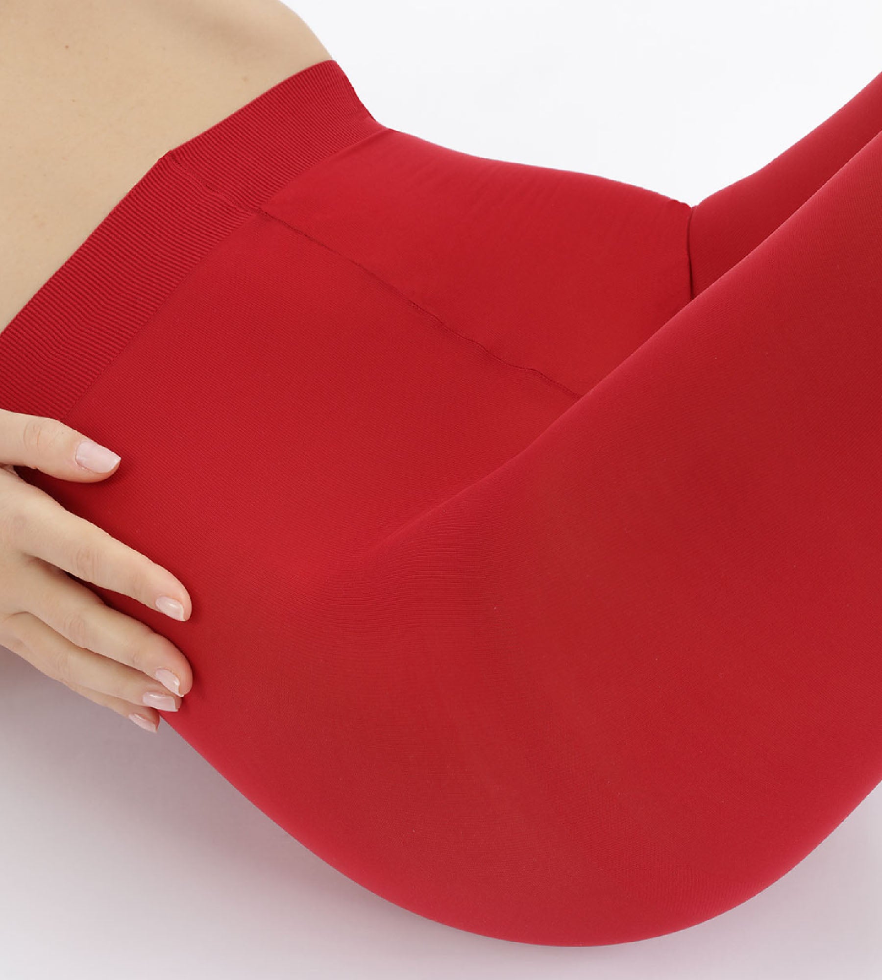 Opaque Velvet Red 50D Tights - High Waist Matte Tights for Women, Perfect for Winter, Fall, and Formal Outfits