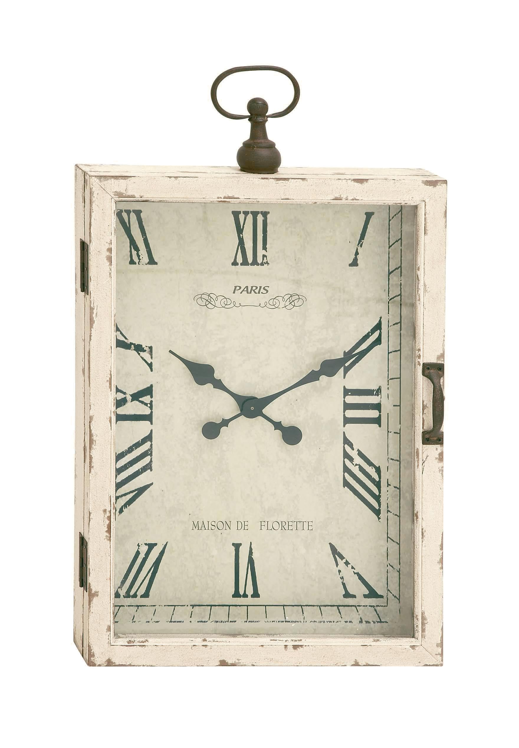 Vintage Style Wooden Wall Clock with Hinged Door - 20