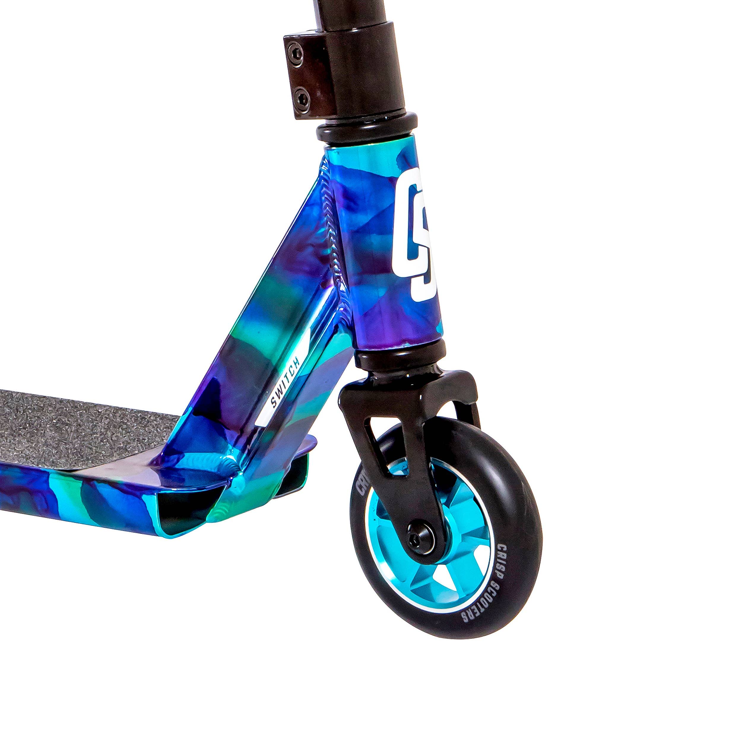 Crisp Switch Neo Chrome Pro Scooter - Blue Swirl Stunt Scooter for Kids & Adults | Perfect for Tricks, Commuting & Outdoor Fun
