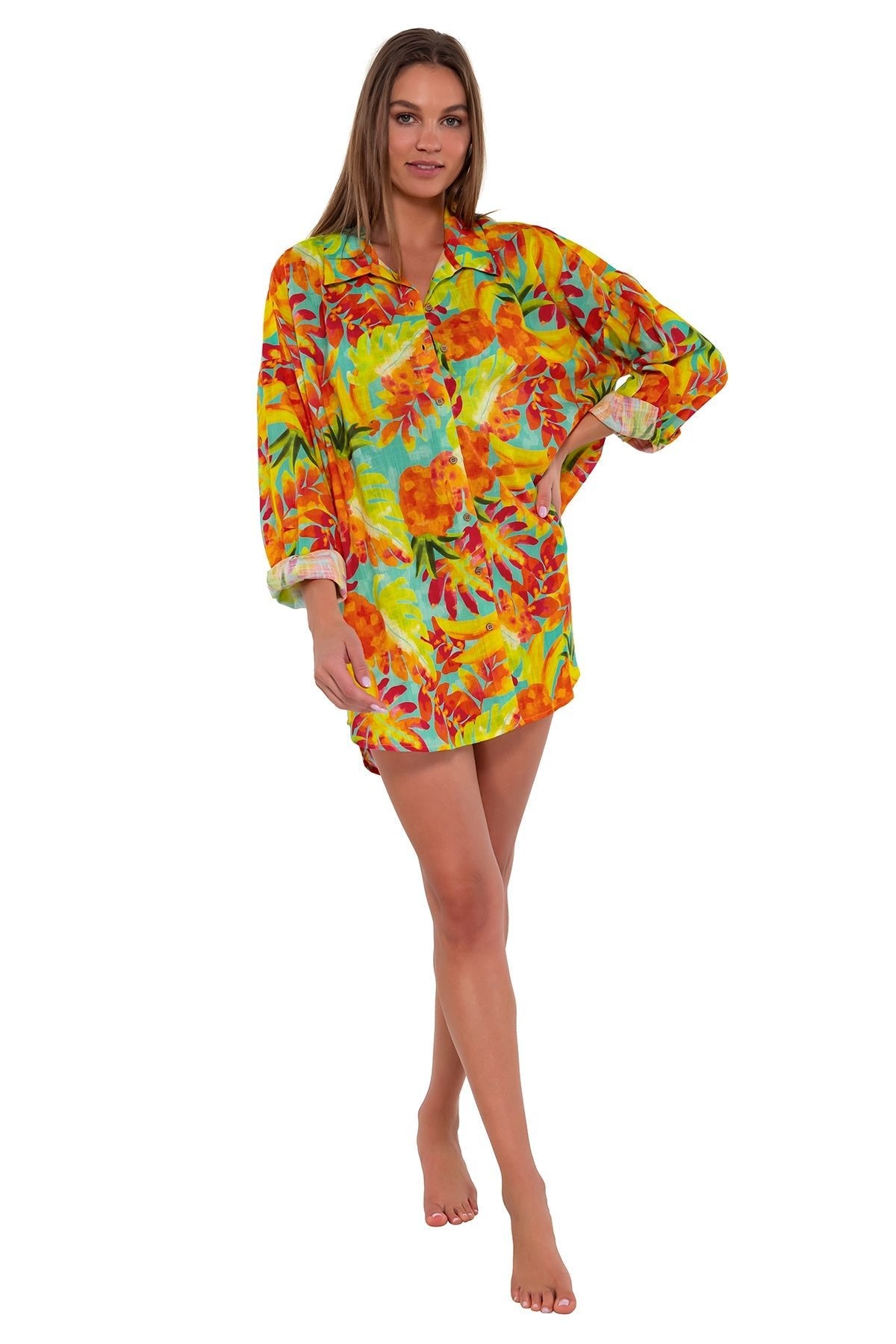Stylish Sunset Lush Luau Delilah Hawaiian Shirt for Women - Perfect for Beach Vacations, Summer Parties & Tropical Getaways