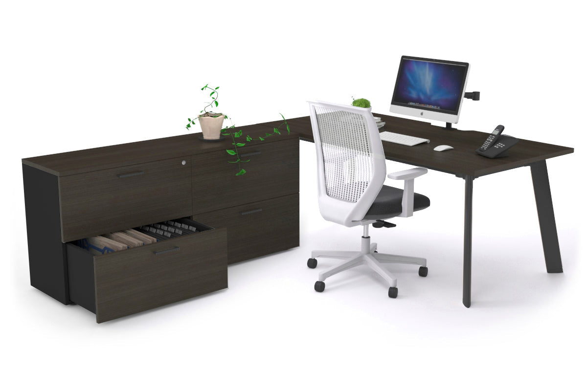 Switch Executive Setting With Uniform Spine Black Frame [1600L x 800W with Cable Scallop] - Premium Office Desk for Modern Workspaces