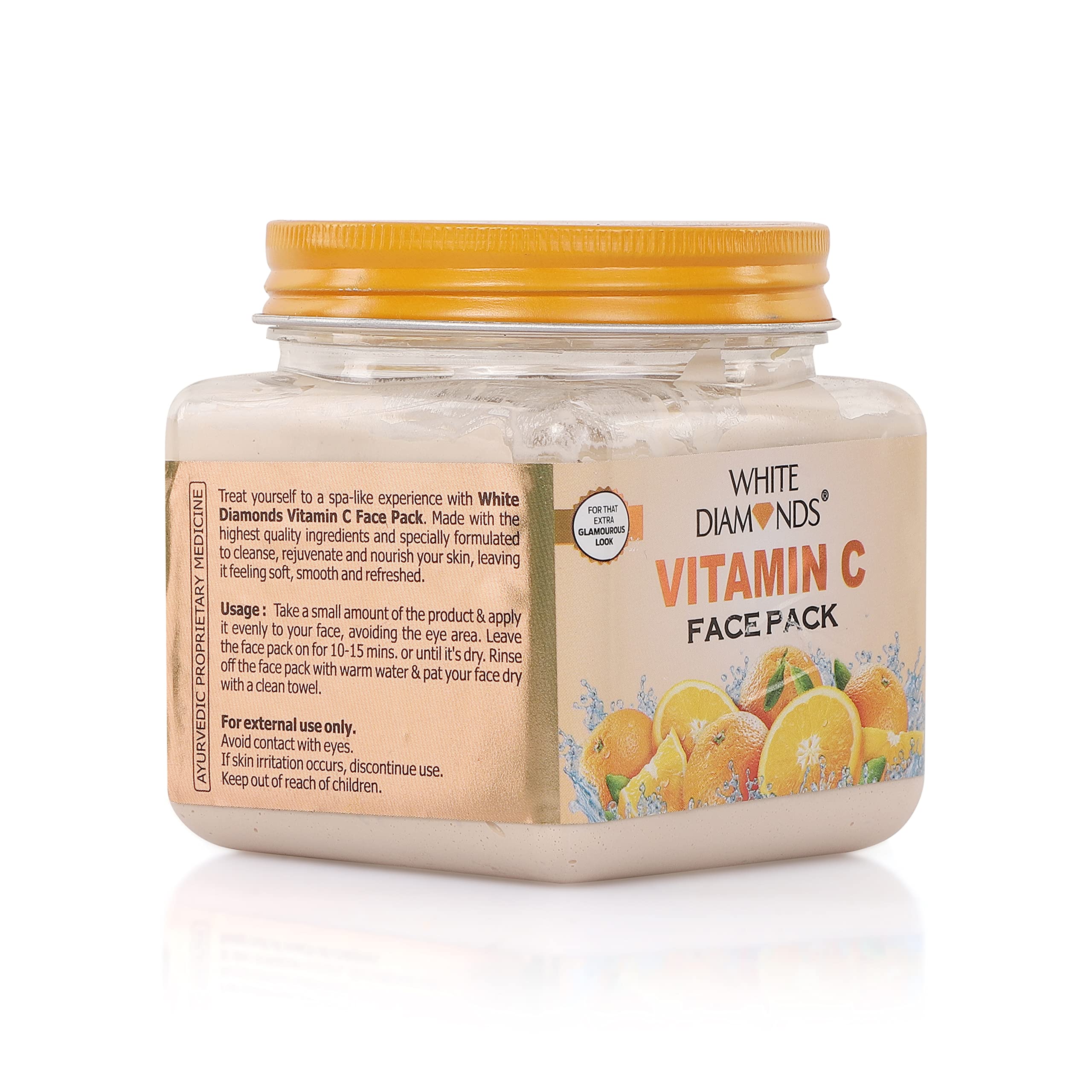 WHITE DIAMONDS Vitamin C Face Pack for Glowing Skin | Natural Ingredients for Oily & Dry Skin | Unisex Facial Treatment (380 ml) | Perfect for Daily Skincare Routine & Spa Days
