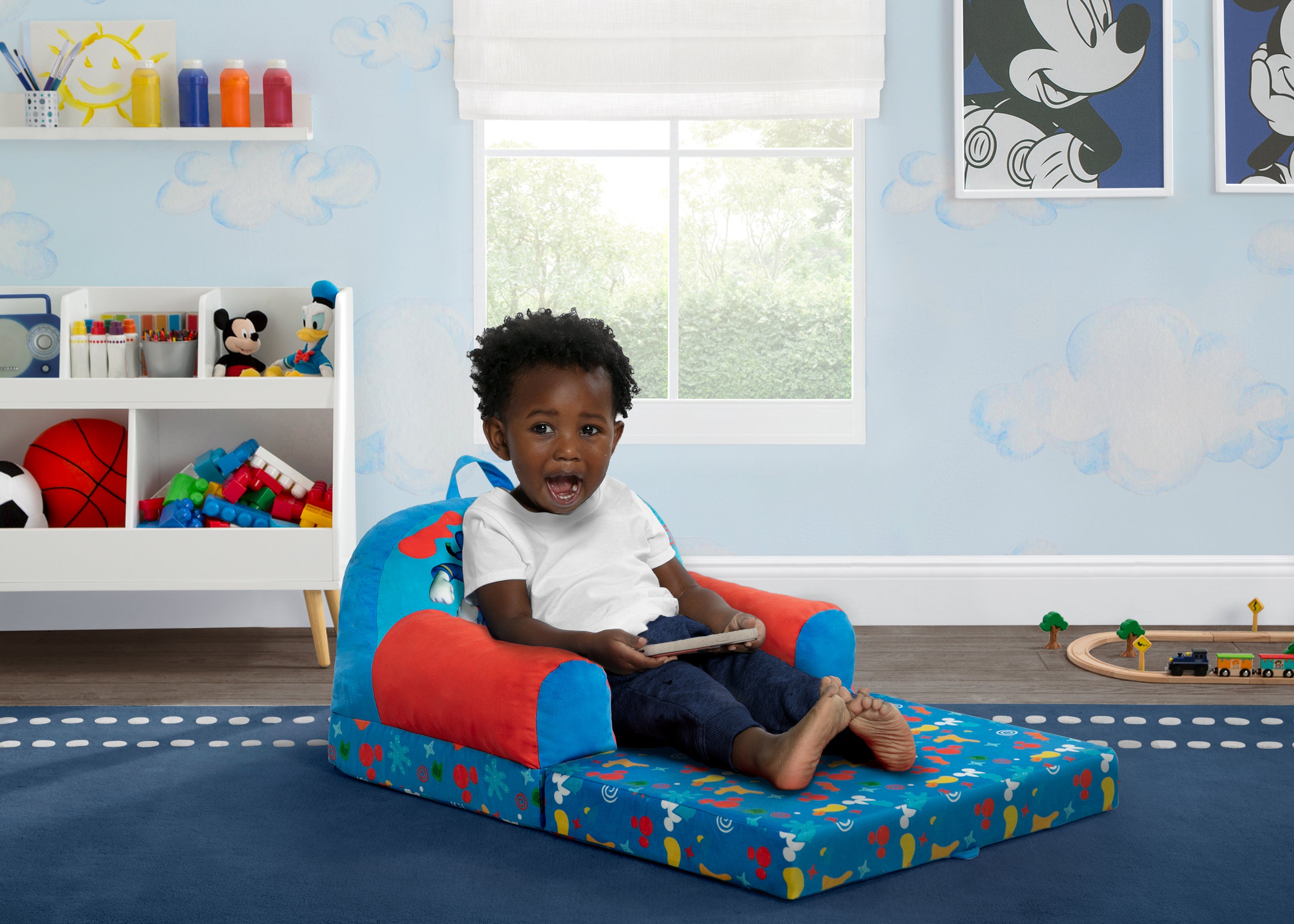Disney Mickey Mouse Cozee Buddy Flip Out Chair - Soft Plush Recliner for Kids, Perfect for Playrooms, Bedrooms & Movie Nights