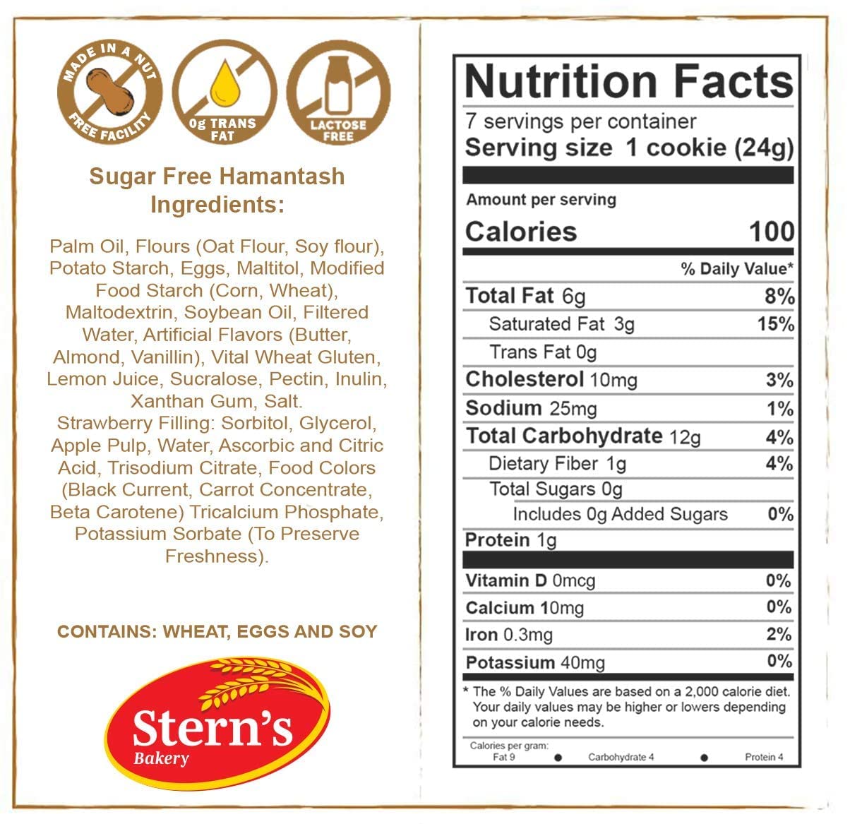 Sugar Free Strawberry Filled Hamentaschen Cookies - 10 Count | Diabetic Friendly & Nut Free Snacks | Perfect for Keto Diet, Office Snacking & Holiday Gifts | by Stern's Bakery