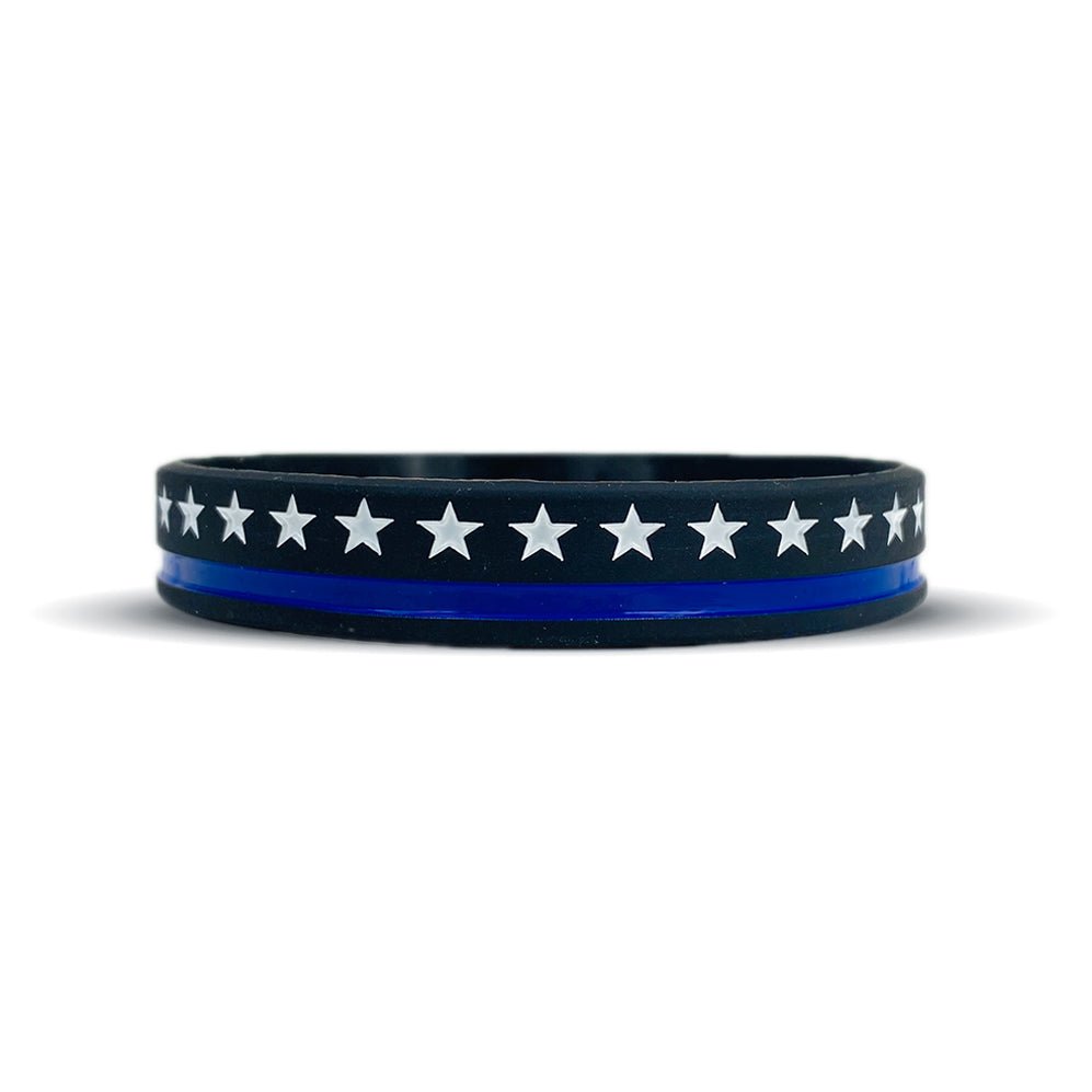 Thin Blue Line Wristband - Support Police Bracelet - Adjustable Rubber Wristband for Men & Women - Show Your Support for Law Enforcement - Perfect for Everyday Wear, Workouts & Community Events