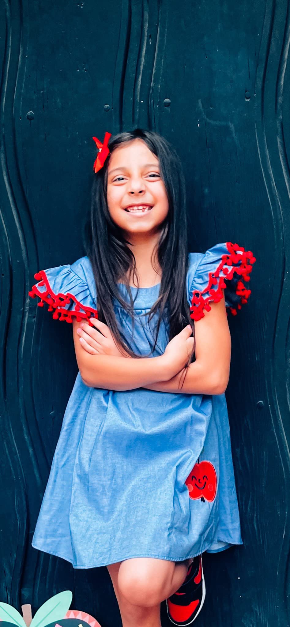 Adorable Baby Girls' Apple Print Dress for Back to School - Perfect for First Day Photos & Playdates