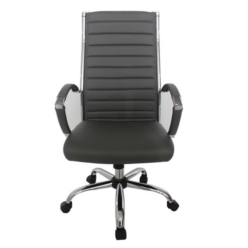 Furniture of America Damse Faux Leather Large Adjustable Office Chair in Gray - Ergonomic Executive Desk Chair for Home & Business Workspaces