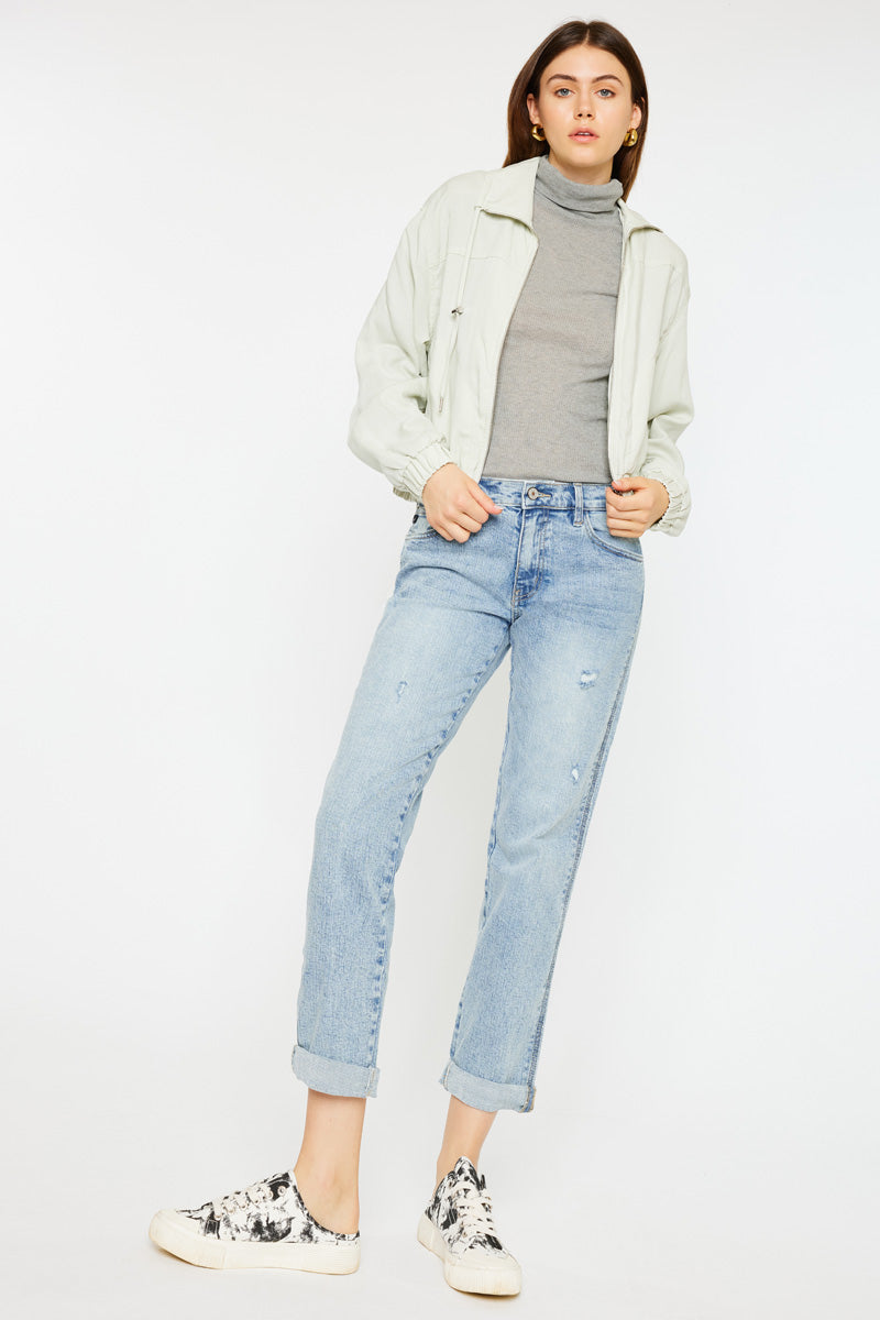 Leonel Mid Rise Boyfriend Jeans for Women - Comfortable Stretch Denim Pants with Classic Fit | Perfect for Casual Wear, Weekend Outfits & Everyday Style