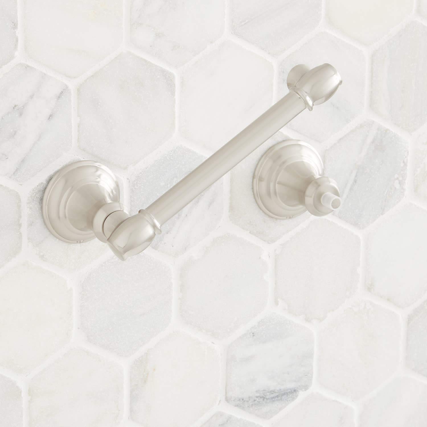 Signature Hardware 446910 Beasley Double Post Toilet Paper Holder - Chrome Finish - Bathroom Tissue Roll Stand for Modern & Traditional Bathrooms