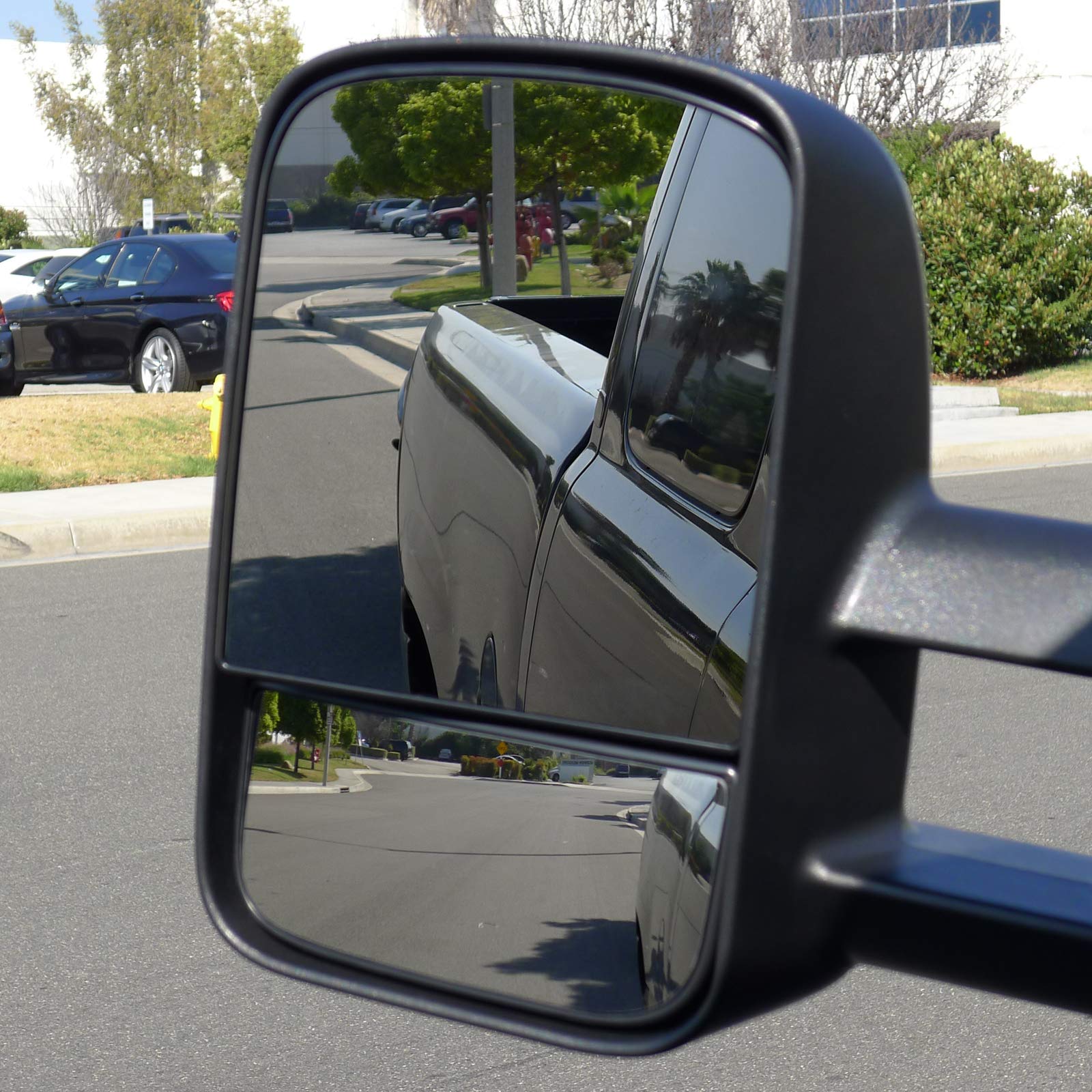 1997-2003 Ford F-150 Super Cab Black Manual Telescoping Towing Side Mirrors - Perfect for Hauling Trailers & Enhanced Road Visibility