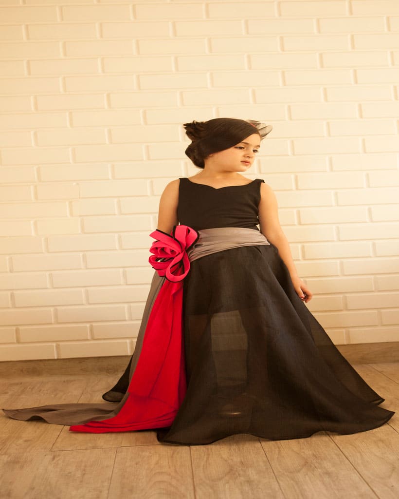 Pre Order: Elegant Blue Organza Party Gown with Drape Flower - Perfect for Prom, Wedding Guest & Formal Evening Events