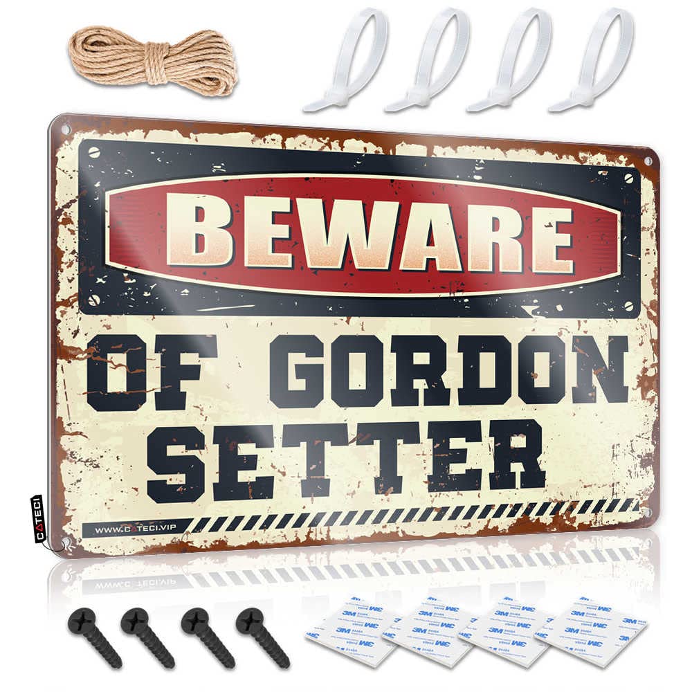 Vintage Beware of Gordon Setter Metal Wall Sign - 30x40cm Funny Kitchen Decor for Dog Lovers - Perfect for Home, Bar, or Man Cave