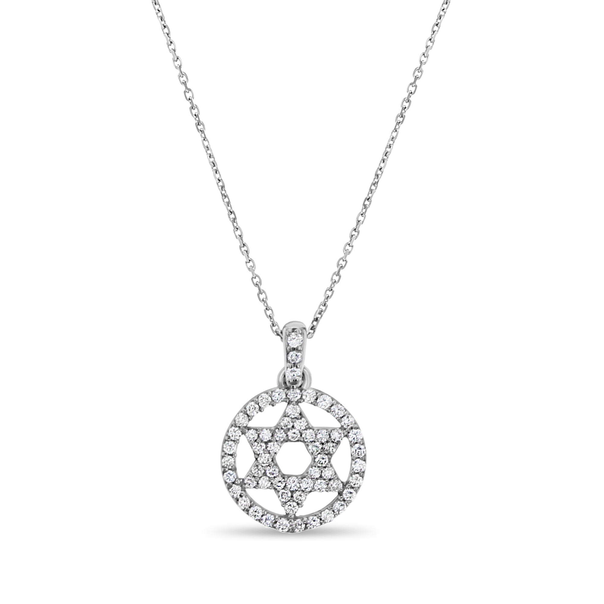 14K White Gold Jewish Star Diamond Pendant - .62cttw Diamond Necklace for Women, Elegant Star of David Jewelry Gift for Hanukkah, Bar Mitzvah & Special Occasions