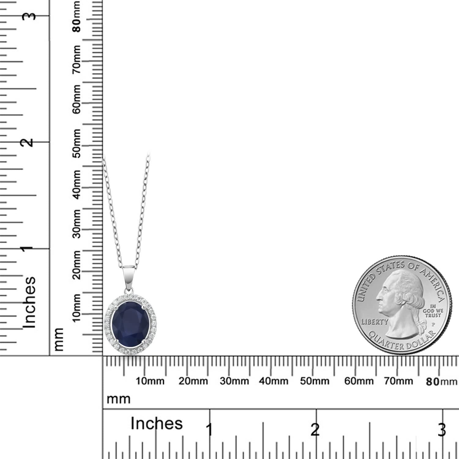 925 Sterling Silver 11X9MM Oval Birthstone & White Moissanite Halo Pendant Necklace for Women | 18