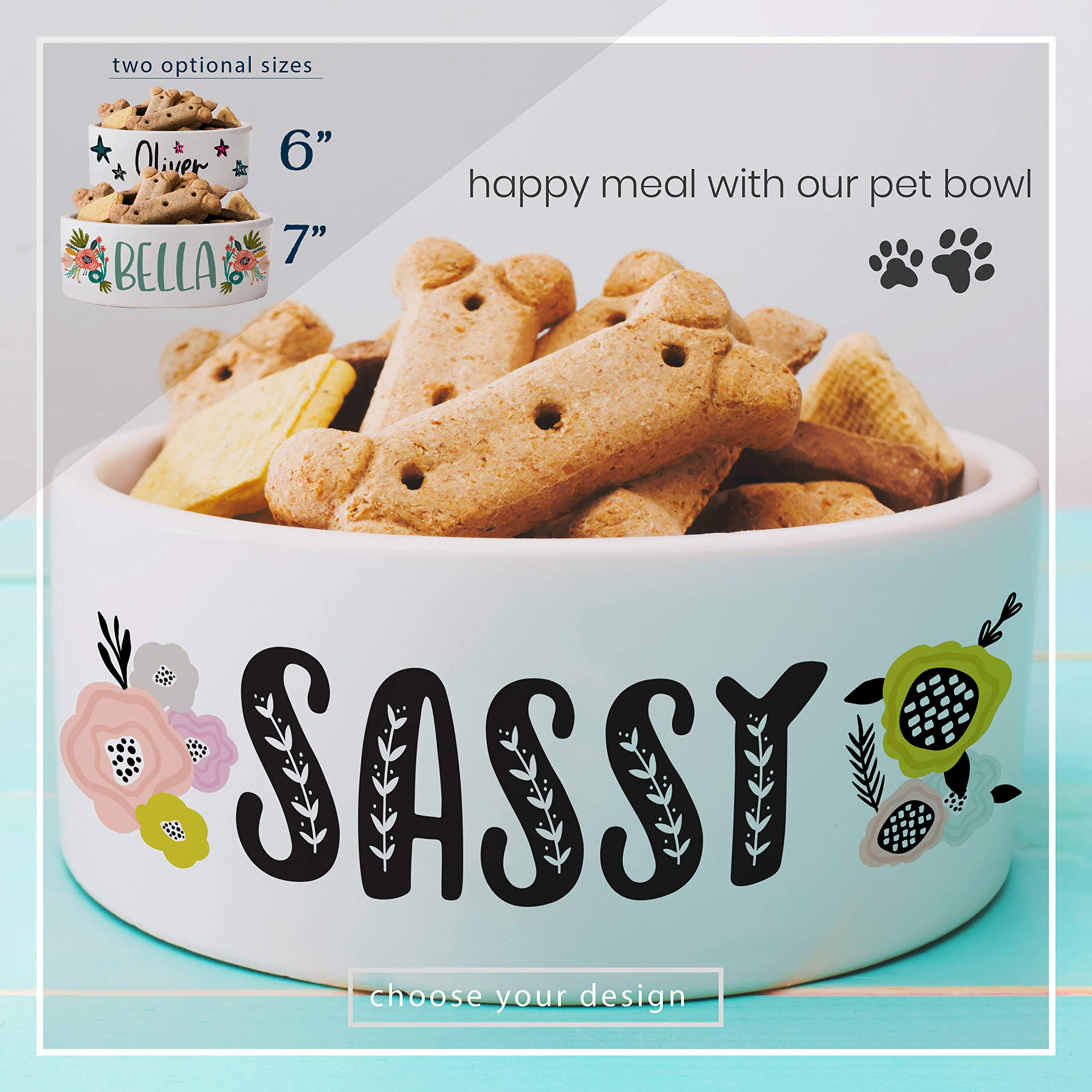 Custom Personalized Dog Bowl with Name - 6 Inch Ceramic Pet Bowl for Dogs & Cats - Perfect for Mealtime, Gifts & Pet Lovers