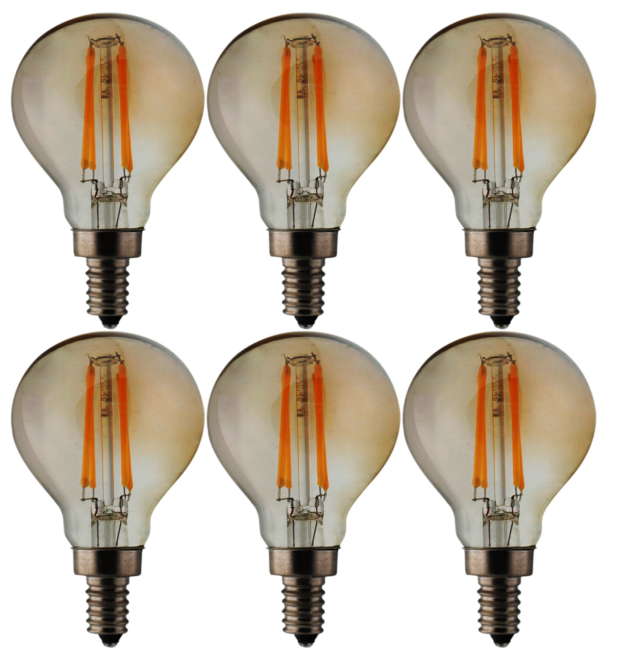 6-Pack LED Filament Bulb G45 - 2W E12 Base Warm White 2700K Edison Light Bulb, Dimmable 20W Equivalent (110-120V) - Vintage Decor for Chandeliers, Pendant Lights & Home Lighting