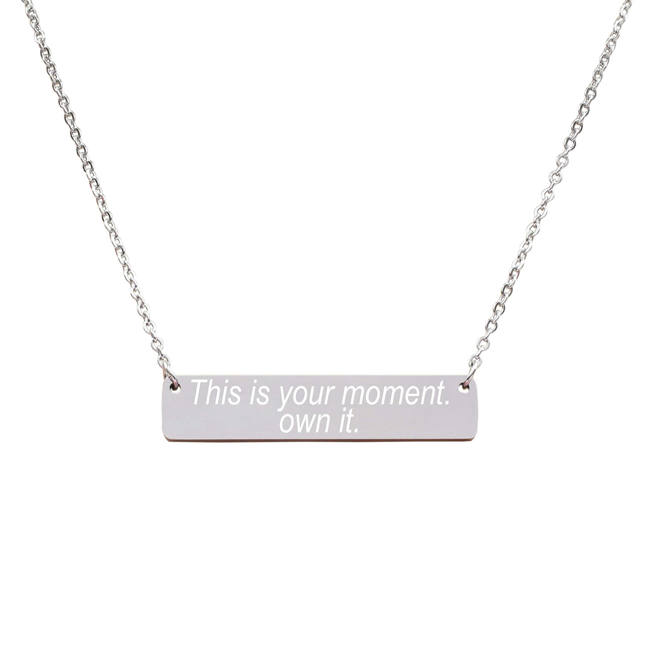 Pink Box Solid Sterling Silver Inspirational Horizontal Bar Necklace - Perfect for Everyday Wear, Gifts & Special Occasions