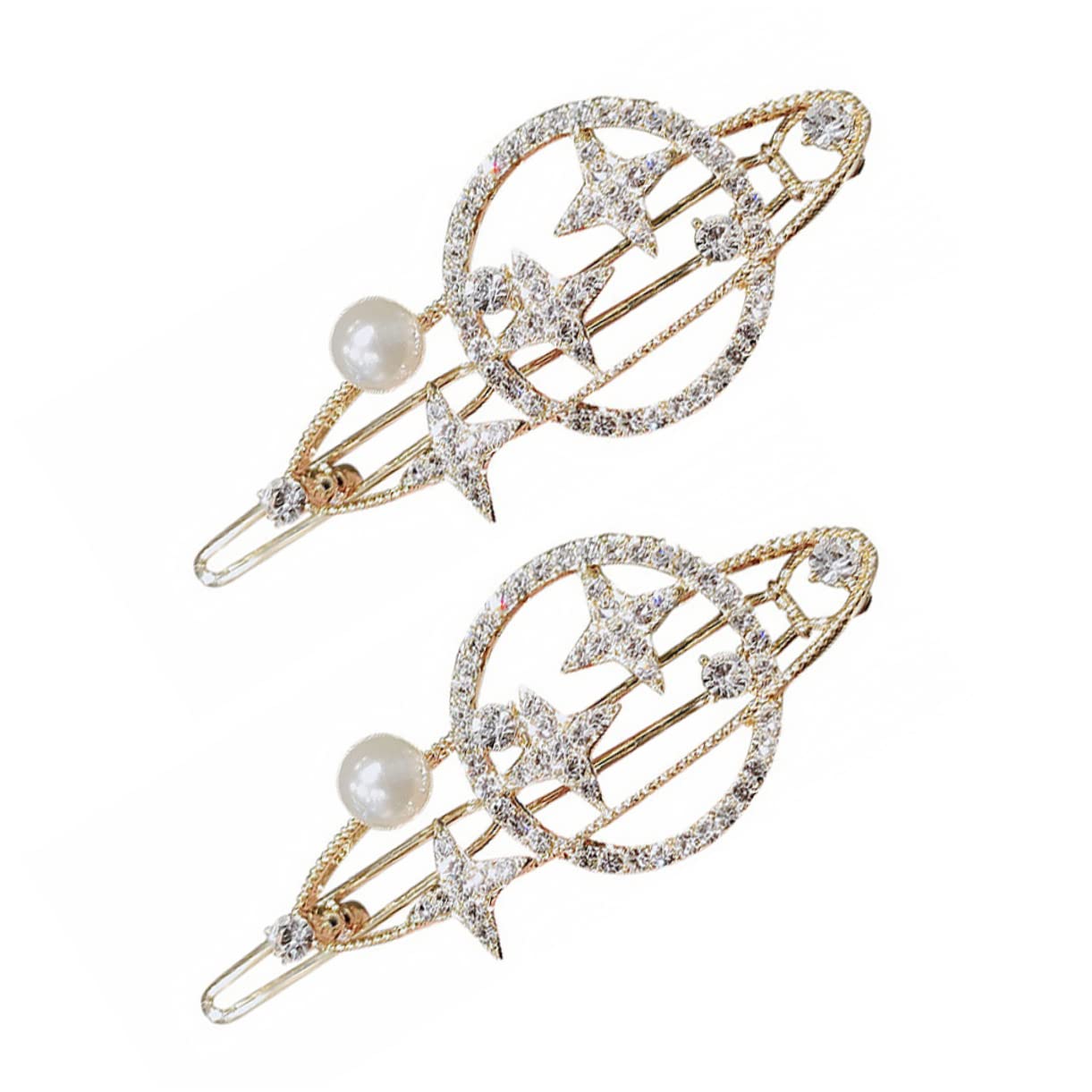 Minkissy 2pcs Pearl Hair Clips for Women & Kids - Elegant Hair Barrettes, Star Hairpins, Adorable Hair Accessories for Girls & Women - Perfect for Weddings, Parties & Everyday Styling