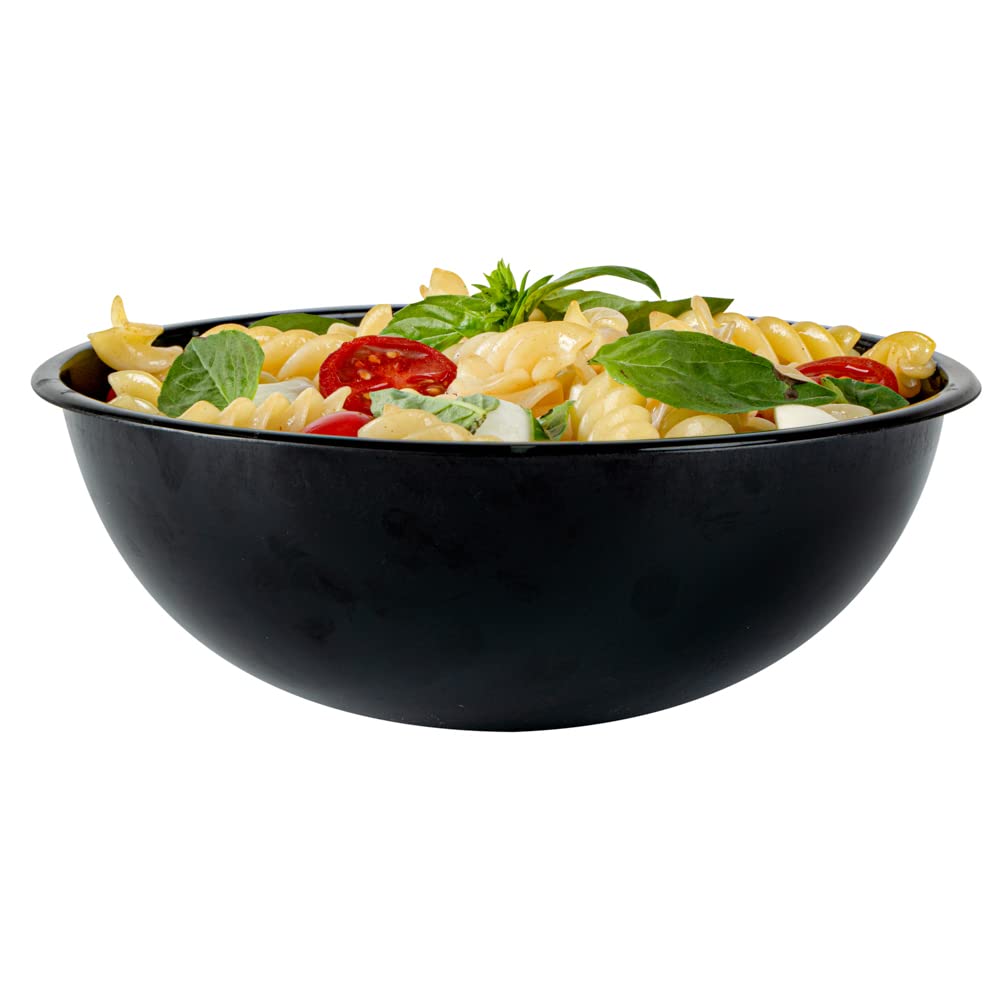 Restaurantware 21oz Recyclable Plastic Salad Bowls - 200-Pack Disposable Large Black Food Containers for Pasta, Salads, Takeout | Eco-Friendly Catering & Party Supplies