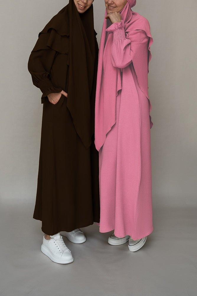 Pinky Prayer Gown Umrah Abaya Dress - Non-Wrinkle Islamic Modest Wear for Women | Perfect for Hajj, Prayer & Special Occasions