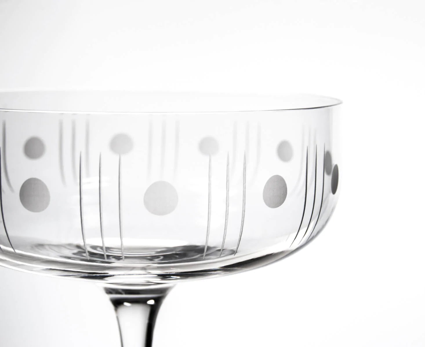 Vintage Mid Century Modern Coupe Glass Set - 6 Piece Cocktail Glasses for Whiskey, Wine & Champagne - Elegant Barware for Home Entertaining & Dinner Parties