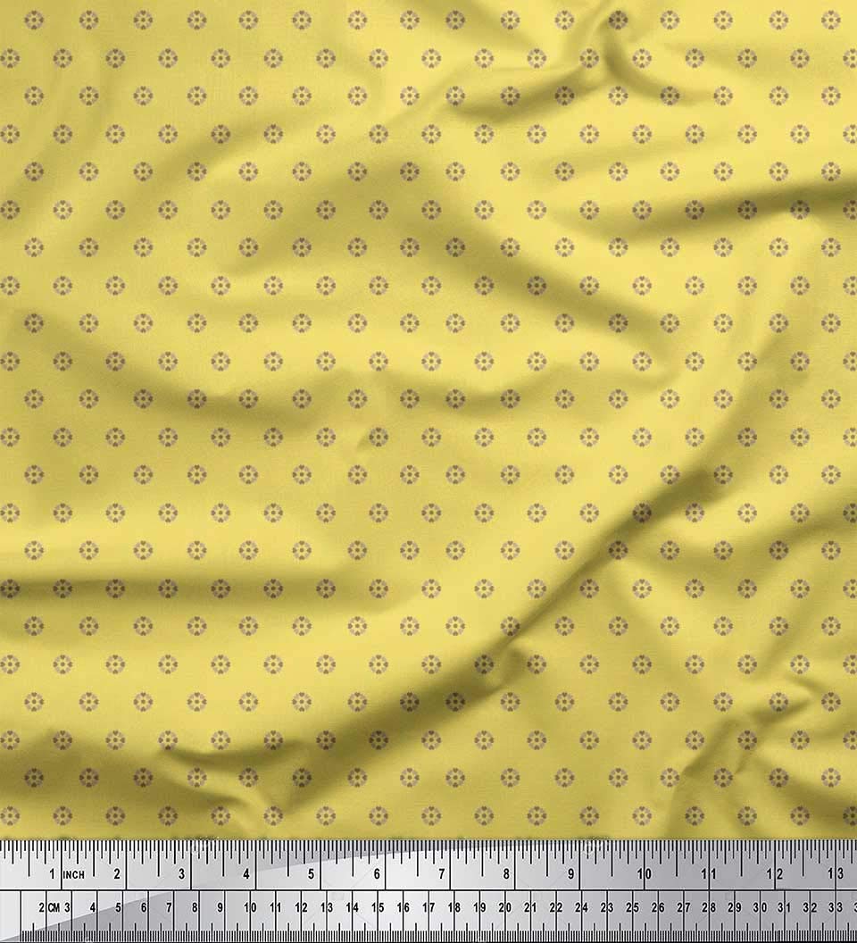 Soimoi Rayon Yellow Fabric by The Yard - 42 Inch Wide Dotted Heart Printed Shirting Material for DIY Dresses, Blouses & Quilting - Playful Romantic Cotton Blend Fabric for Sewing & Craft Projects