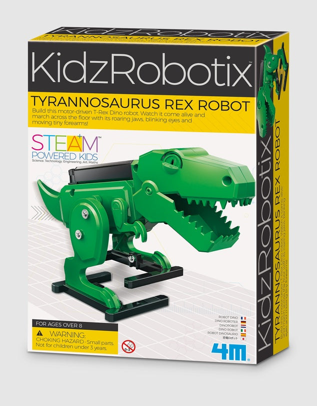 4M KidzRobotix Tyrannosaurus Rex Robot Kit - STEM Dinosaur Toy for Kids Ages 8+, Build Your Own T-Rex Robot with Motorized Movement - Perfect for Science Projects, STEM Learning & Dinosaur Lovers