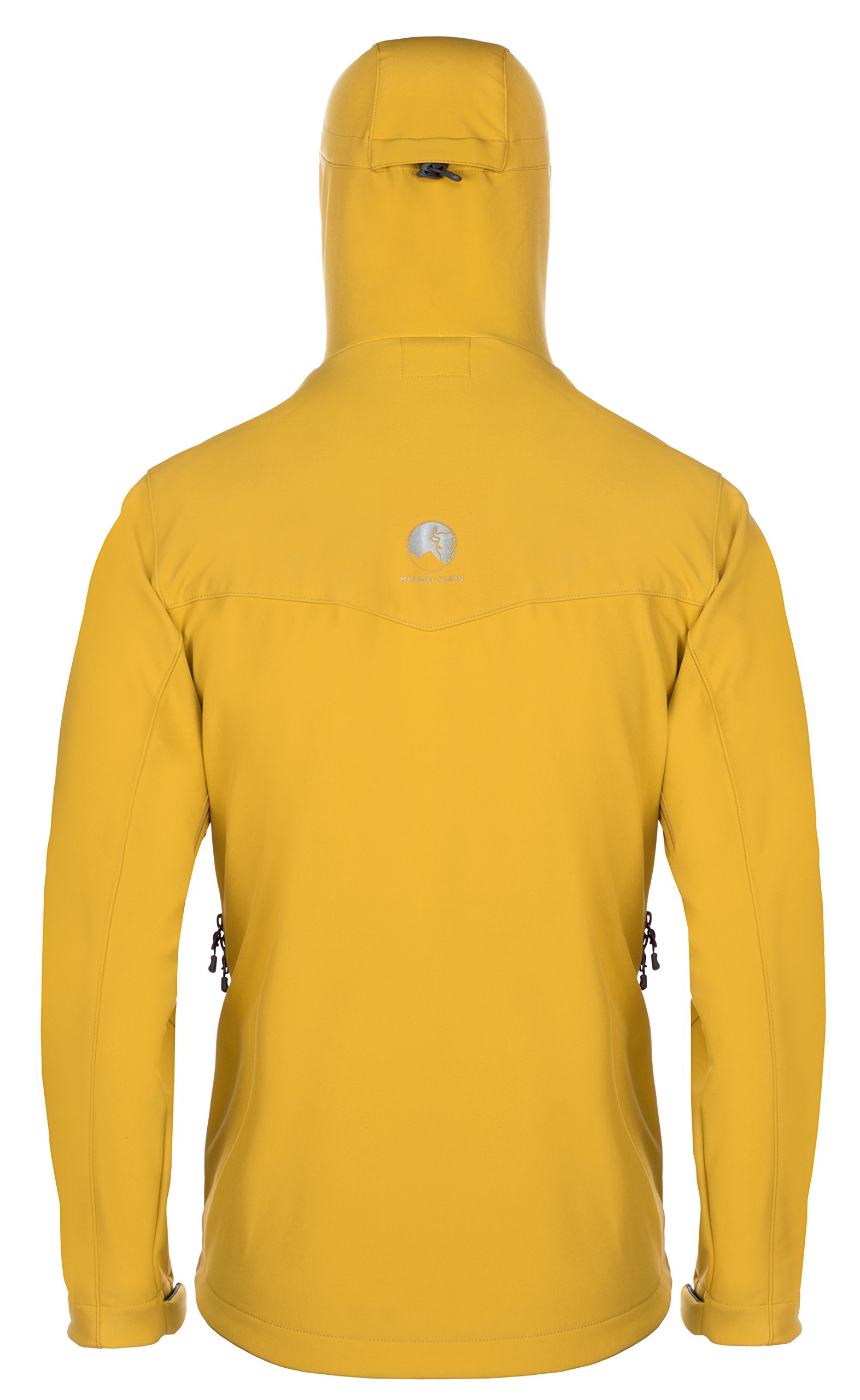 Qaras Men's Mustard Yellow Fleece-Lined Soft Shell Jacket - Waterproof, Windproof, High Loft - Large Size for Outdoor Hiking, Camping & Winter Activities