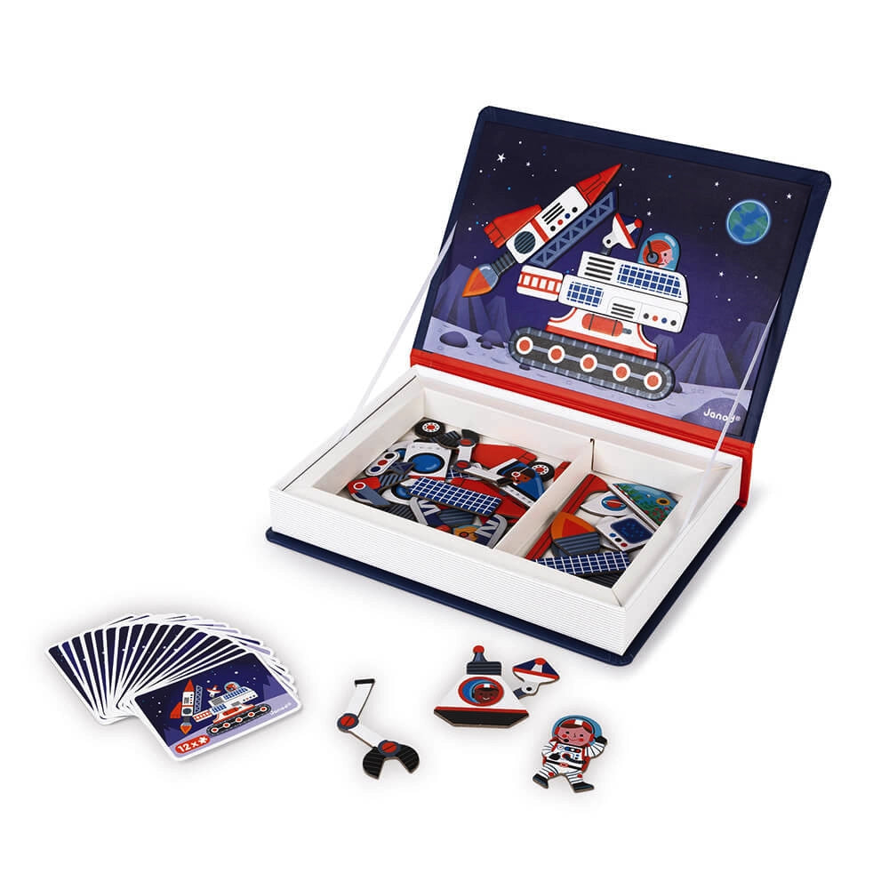 Janod Magnetibook Space - Magnetic Educational Toy for Kids | STEM Learning Activity | Perfect for Travel & Classroom Play