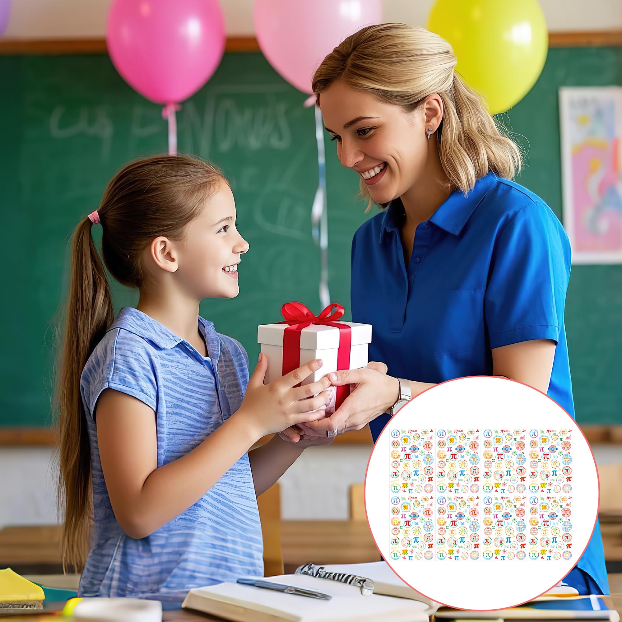 Pi Day Temporary Tattoos Stickers - 200+ Pieces for Math Birthday Party Supplies, Classroom Decorations & School Prizes | Fun STEM Learning Activity for Kids, Boys & Girls | Perfect for Pi Day Celebrations, Math Class Rewards and Science Themed Parties