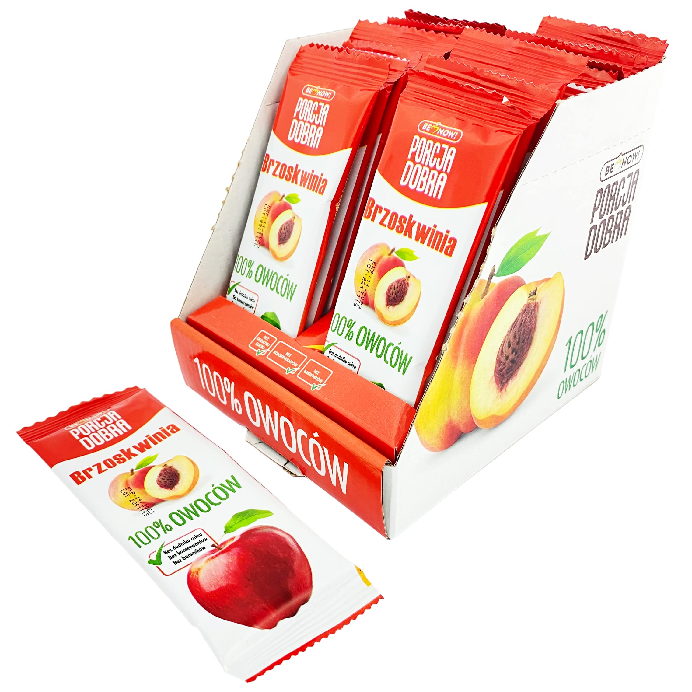 Be Now! Healthy Fruit Bars - Apple & Peach (24 Pack) | 100% Natural Sugar Free Snacks for Kids & Adults | Vegan, Non-GMO, Gluten-Free | Perfect for Lunchboxes, Hiking & On-the-Go Energy Boost