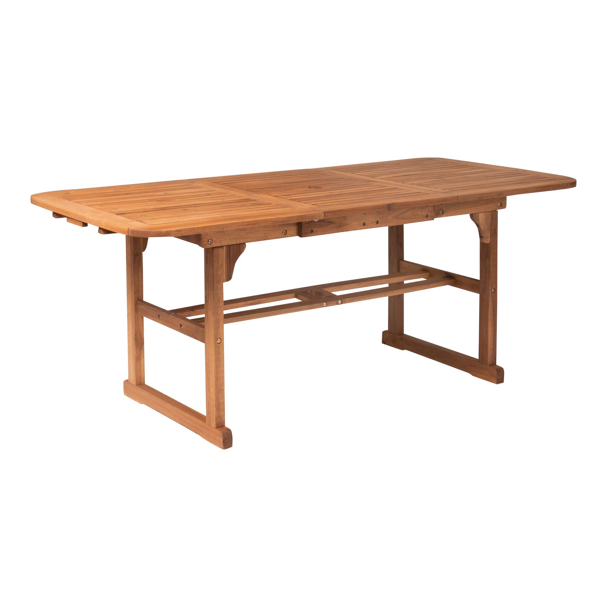 Walker Edison Maui Modern Solid Acacia Wood Slatted Patio Dining Table - 78 Inch Brown Outdoor Furniture for Backyard, Garden & Poolside Dining
