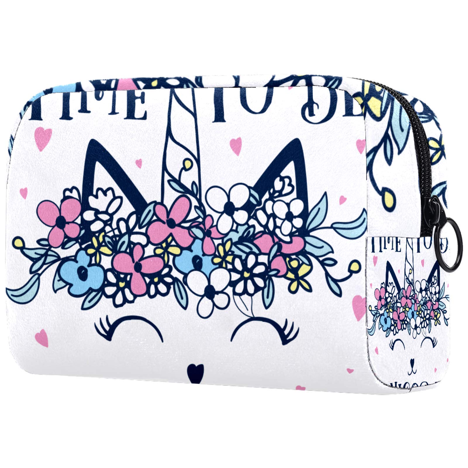 **Waterproof Unicorn Cat Cosmetic Bag for Women - Cute Cartoon Kitty Makeup Organizer, Roomy Travel Toiletry Bag for Gym, Beach & Daily Essentials**