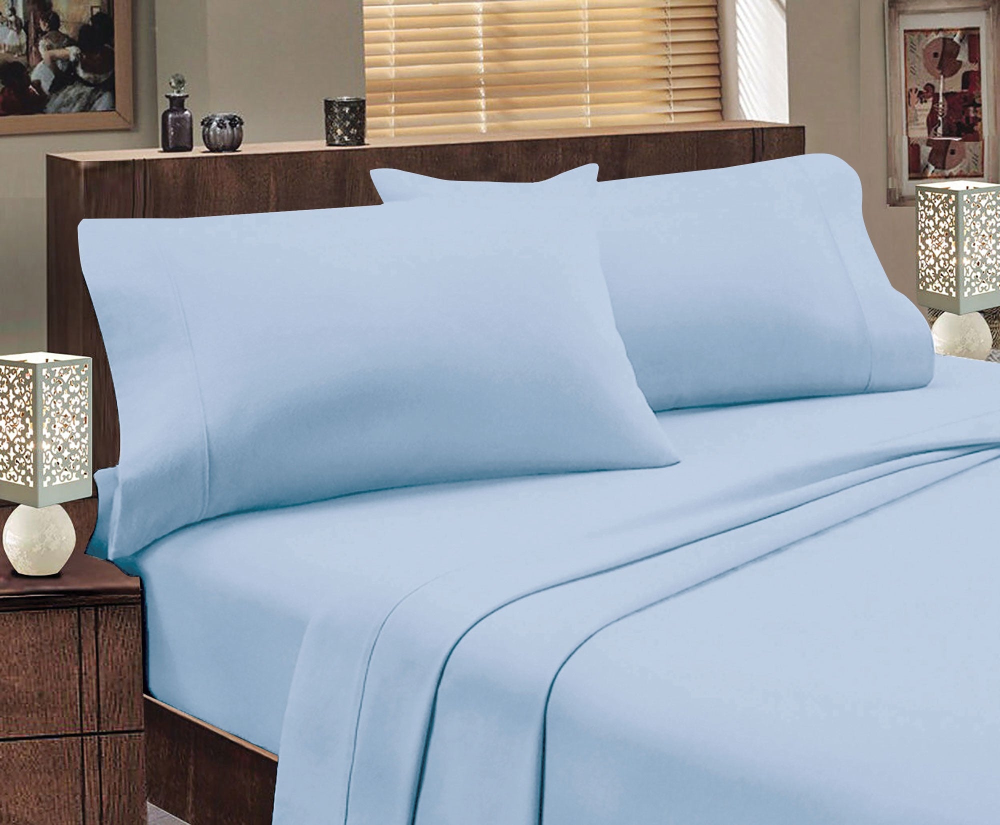 Premium 175GSM Egyptian Cotton Flannel Sheet Set - Soft Blue Bedding Collection by Jenny Mclean | Cozy Winter Nights & Luxury Hotel-Style Comfort
