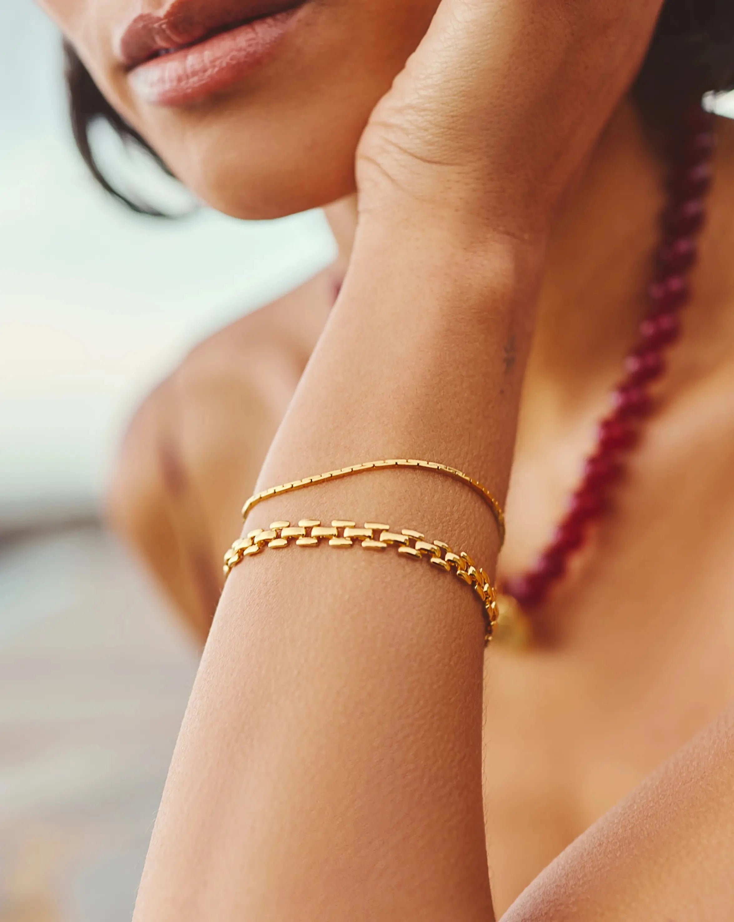 18K Gold Plated Timepiece Link Chain Bracelet for Women - Elegant Watch Band Accessory for Daily Wear, Office & Special Occasions