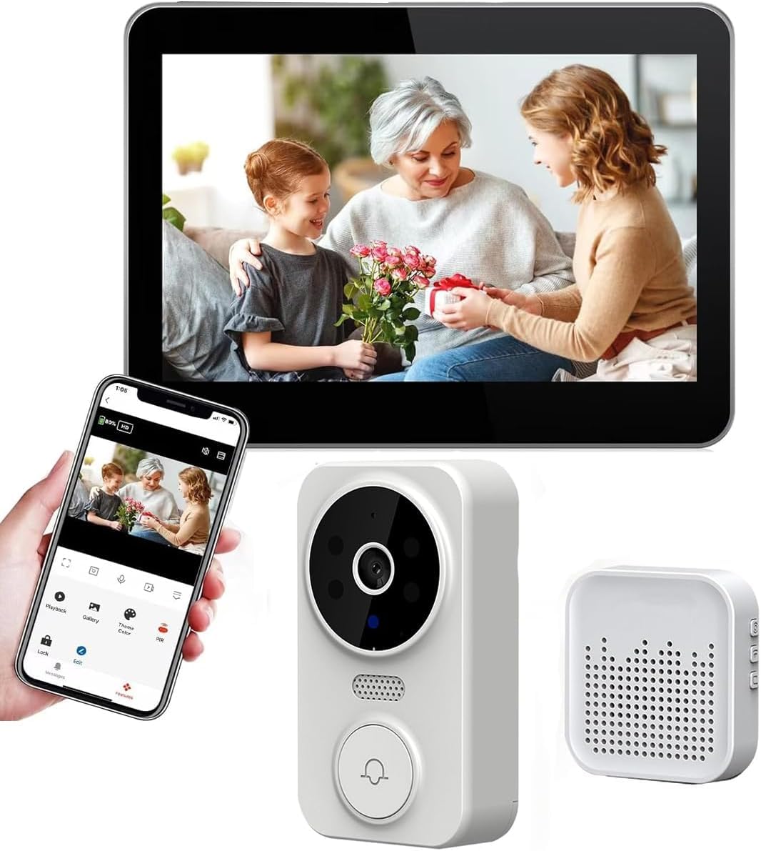 2024 Smart Wireless WiFi Video Doorbell Camera with Chime Ringer - Indoor/Outdoor Security Surveillance, Human Detection, 2-Way Audio & Night Vision - Perfect for Home, Apartment & Office Security Monitoring