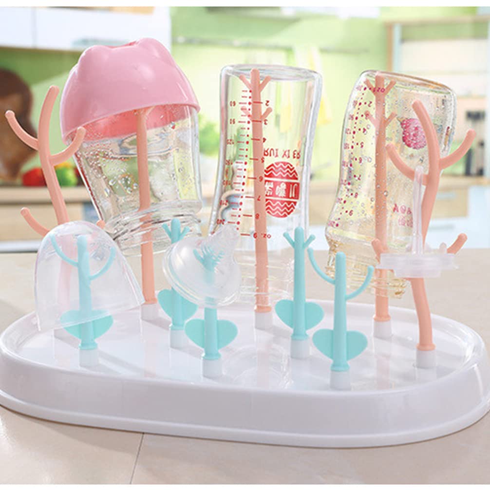 Baby Bottle Drying Rack with Cover - Feeding Bottle Organizer & Storage Box - Space-Saving Kitchen Cabinet Organizer for Nursery, Daycare & Home Use