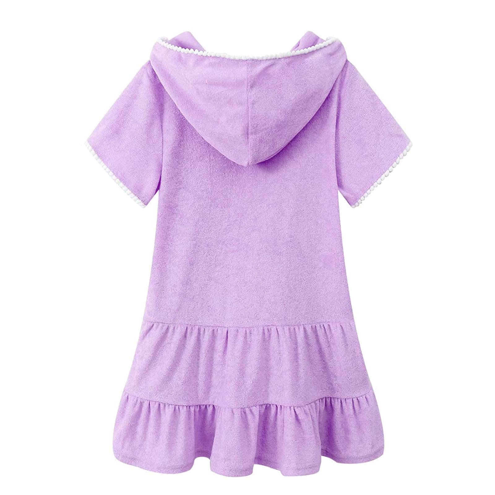 Little Girls Swim Cover Up - Kids Zip Up Hooded Bathrobe Beach Dress | Absorbent Quick Dry Bathing Suit Coverup for Pool, Beach & Water Park