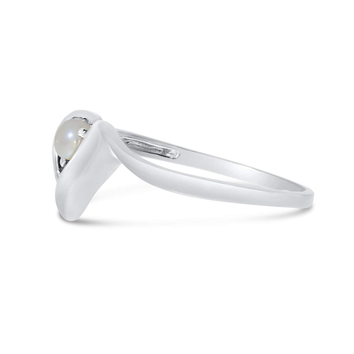 14K White Gold Freshwater Cultured Pearl Heart Ring - Size 11 - Elegant Jewelry Gift for Women, Perfect for Valentine's Day, Anniversary & Special Occasions