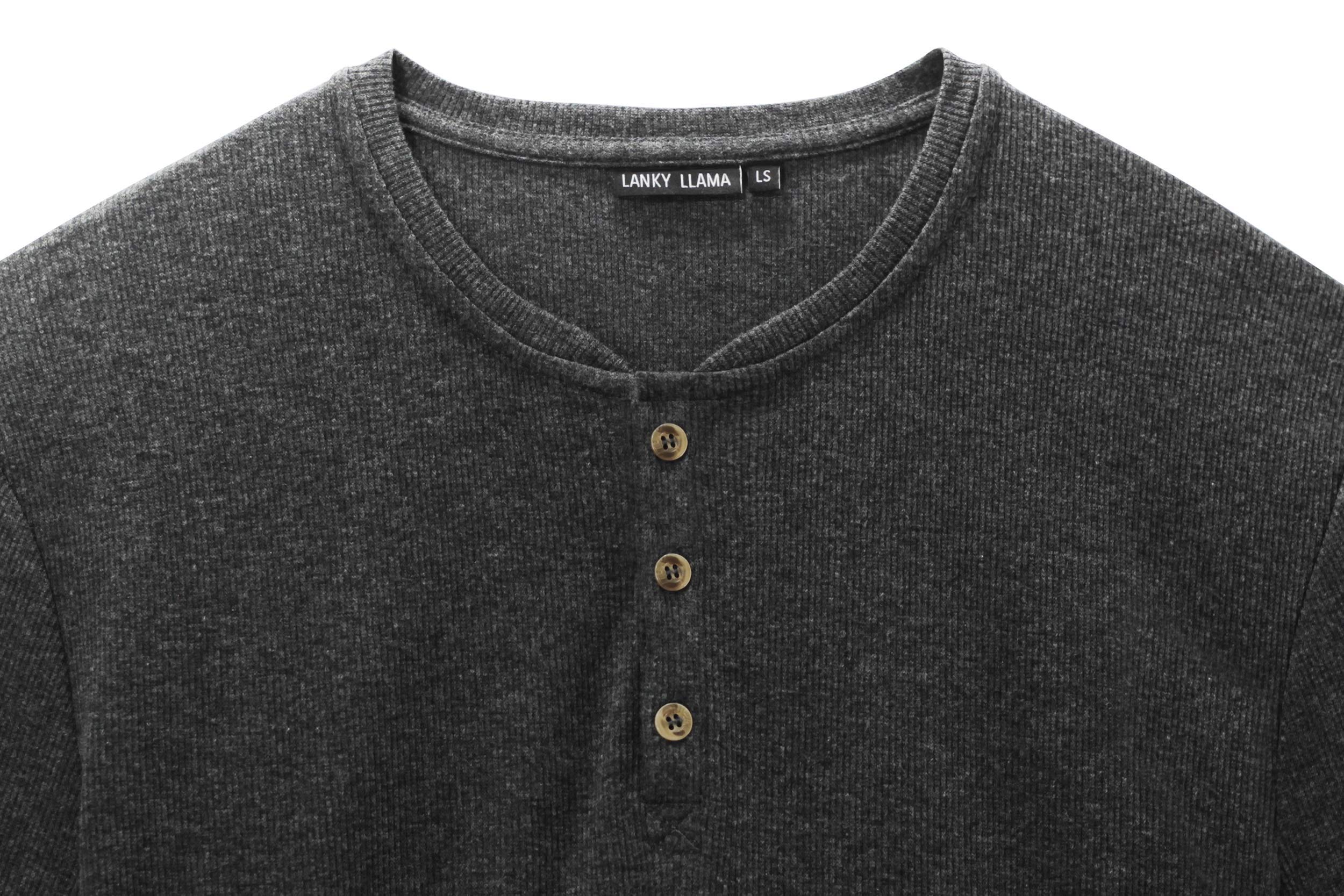 Lanky Llama Traveler Long Sleeve Henley Shirt for Slim & Tall Men | Comfortable Casual Wear for Travel, Hiking & Outdoor Activities