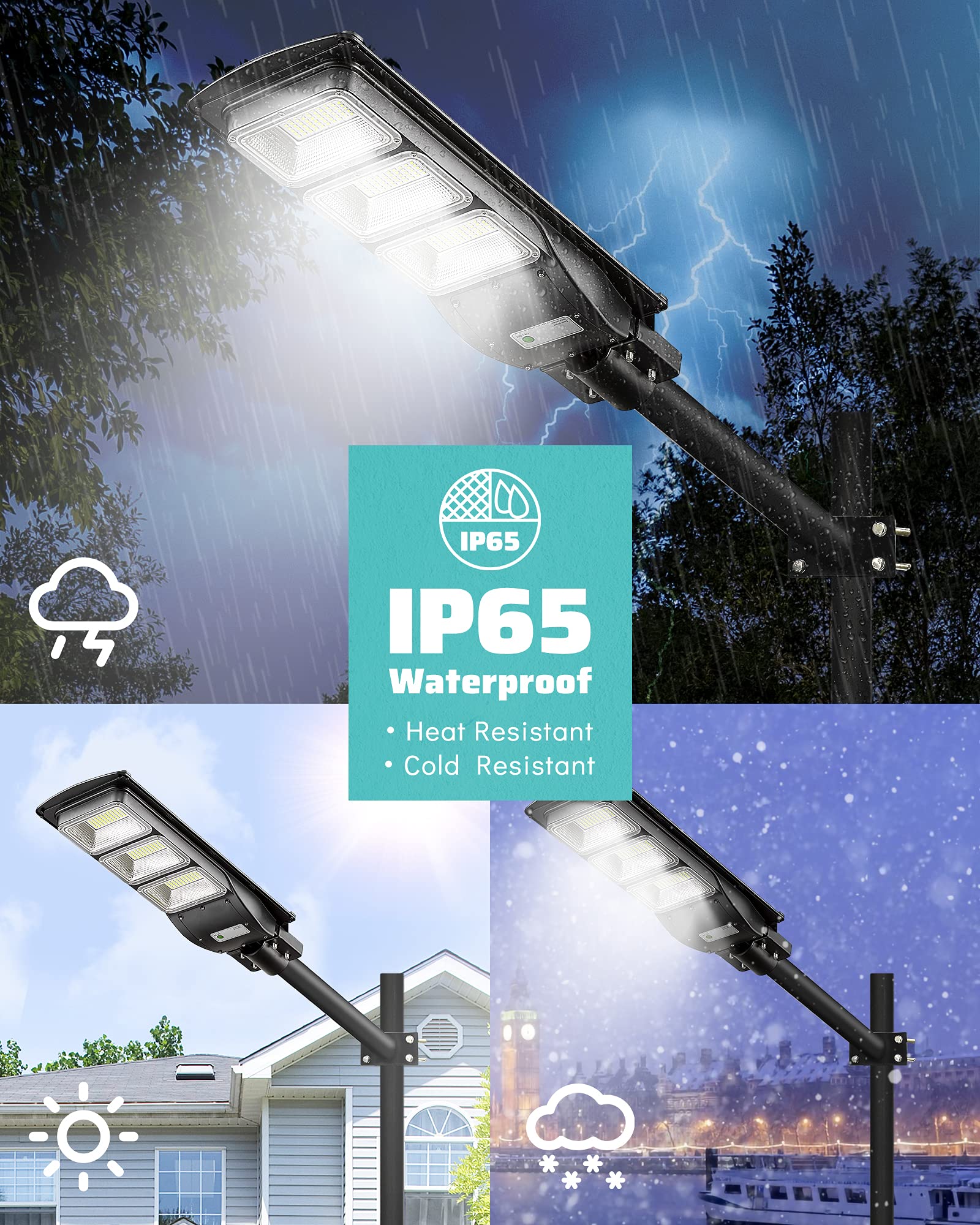 2000W Solar LED Street Light with Motion Sensor - 60000LM Solar Security Flood Light for Outdoor, Parking Lot, Garden - IP65 Waterproof, Dusk to Dawn, Wall/Pole Mount - Energy Efficient Solar Powered Lighting for Pathways, Driveways & Backyards