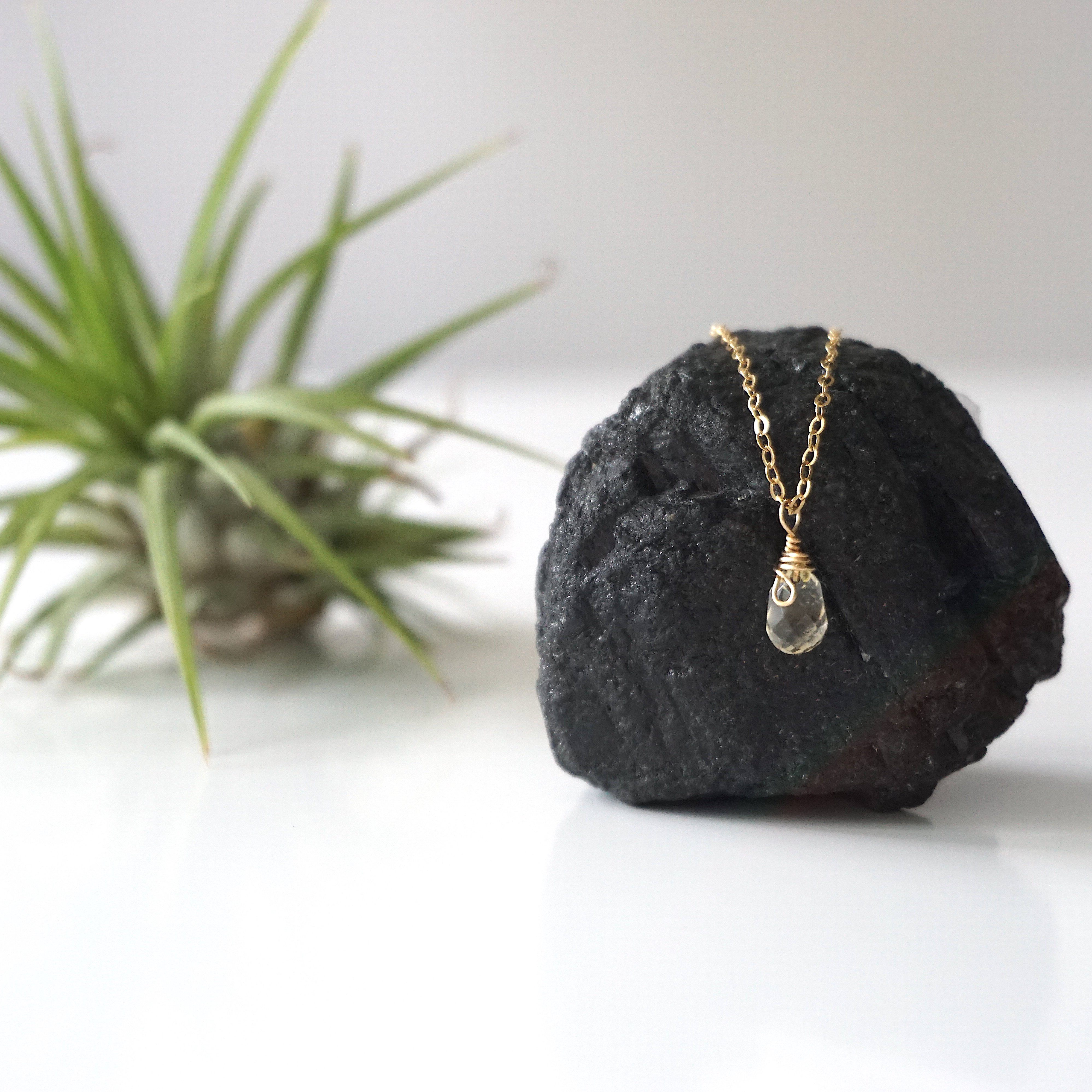 Citrine Faceted Necklace - 14K Gold Filled Wrapped Charm Necklace for Women | Elegant Jewelry Gift for Birthday, Anniversary & Special Occasions