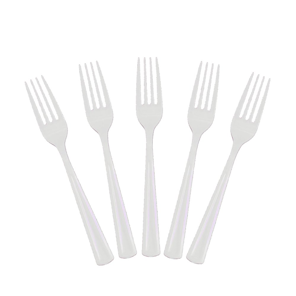 Premium Heavy-Duty Clear Plastic Disposable Forks - 100 Count - Durable Solid Color Cutlery for Parties, Picnics, Catering & Outdoor Events